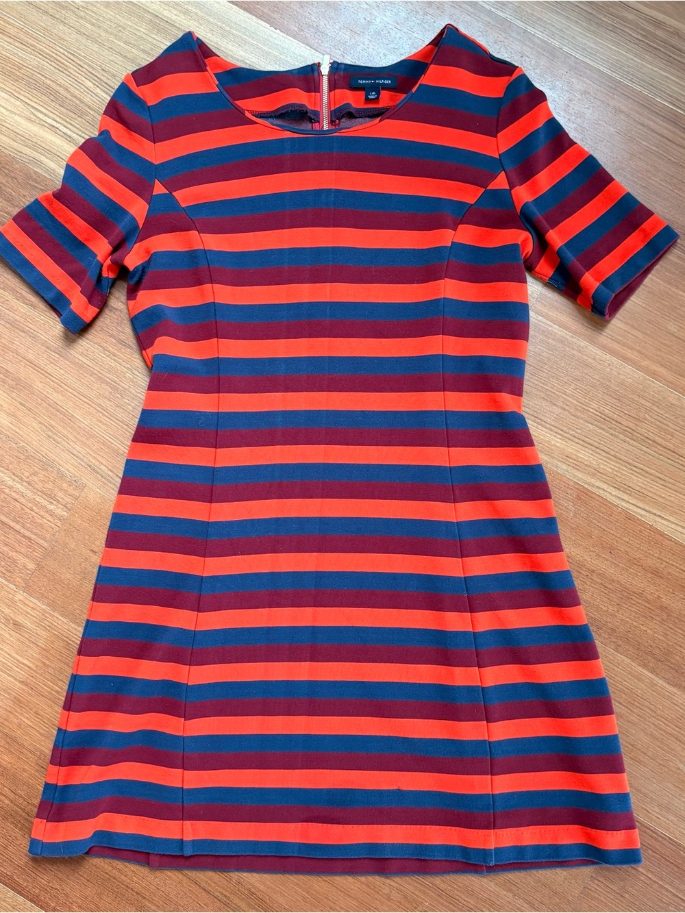 Tommy Hilfiger Red Navy Striped Stretch  Mini Dress